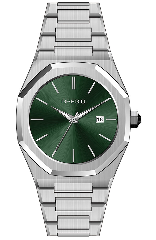 GREGIO Ασημί με Πράσινο Καντράν GM102011